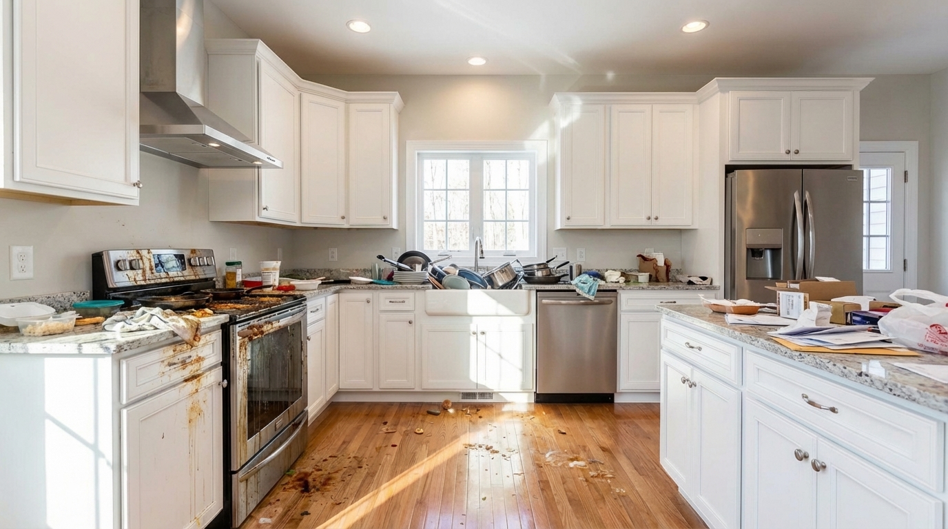 Kitchen before professional cleaning in Brigantine NJ